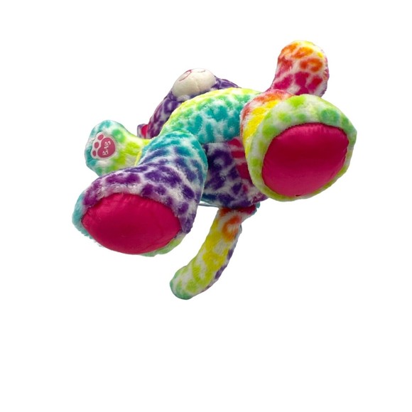 Build A Bear BABW Workshop Multicolor Rainbow Leopard 17" Plush BAB With Poncho - Picture 8 of 8